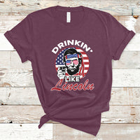 Drinking Like Lincoln 4th of July Men Abraham American Flag T-Shirt - Wonder Print Shop