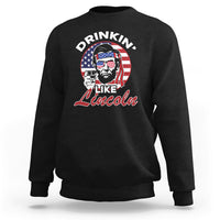 Drinking Like Lincoln 4th of July Men Abraham American Flag Sweatshirt - Wonder Print Shop
