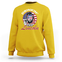 Drinking Like Lincoln 4th of July Men Abraham American Flag Sweatshirt - Wonder Print Shop