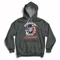 Drinking Like Lincoln 4th of July Men Abraham American Flag Hoodie - Wonder Print Shop
