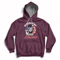 Drinking Like Lincoln 4th of July Men Abraham American Flag Hoodie - Wonder Print Shop