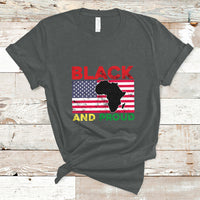 Black And Proud African American Pride Us Flag Africa Map T Shirt - Wonder Print Shop