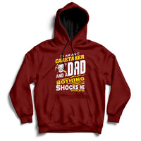 Maroon hoodie with front graphic text, drawstring hood, and kangaroo pocket.