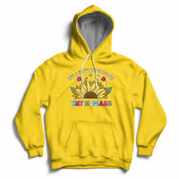 Daisy yellow kids sunflower graphic hoodie with front pocket and drawstring hood