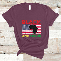Black And Proud African American Pride Us Flag Africa Map T Shirt - Wonder Print Shop