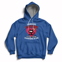 Royal blue pullover hoodie with heart front graphic, kangaroo pocket and white drawstrings