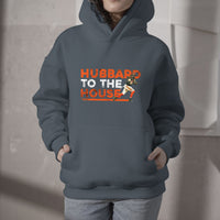 Dark blue-gray fan hoodie with kangaroo pocket and 'HUBBARD TO THE HOUSE' graphic