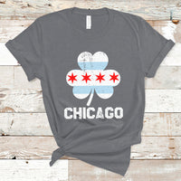 Dark gray T-shirt with four-leaf clover graphic and CHICAGO text