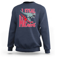 Valentines Day Dinosaur I Steal Hearts Skateboard Sweatshirt - Wonder Print Shop