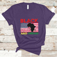 Black And Proud African American Pride Us Flag Africa Map T Shirt - Wonder Print Shop