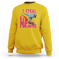 Valentines Day Dinosaur I Steal Hearts Skateboard Sweatshirt - Wonder Print Shop