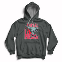 Valentines Day Dinosaur I Steal Hearts Skateboard Hoodie - Wonder Print Shop
