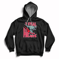 Valentines Day Dinosaur I Steal Hearts Skateboard Hoodie - Wonder Print Shop