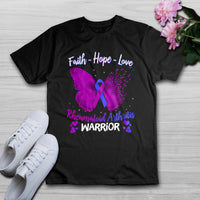 Faith Hope Love Butterfly Rheumatoid Arthritis Warrior, Awareness T Shirt - Wonder Print Shop