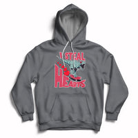 Valentines Day Dinosaur I Steal Hearts Skateboard Hoodie - Wonder Print Shop