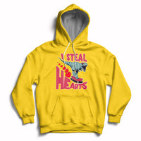 Valentines Day Dinosaur I Steal Hearts Skateboard Hoodie - Wonder Print Shop