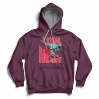 Valentines Day Dinosaur I Steal Hearts Skateboard Hoodie - Wonder Print Shop