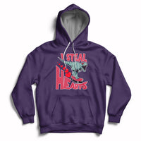 Valentines Day Dinosaur I Steal Hearts Skateboard Hoodie - Wonder Print Shop