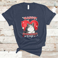 Happy Meowentine's Day My Cat Is My Valentine Cute Cat Heart T-Shirt - Wonder Print Shop