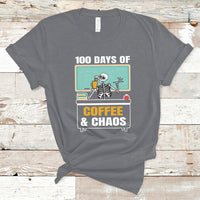 100 Days Of Coffee And Chaos 100th Day Teacher Skeleton T Shirt - Wonder Print Shop