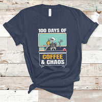 100 Days Of Coffee And Chaos 100th Day Teacher Skeleton T Shirt - Wonder Print Shop