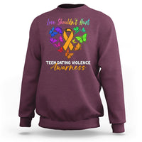 Love Shouldnot Hurt Teen Dating Violence Warrior Butterflies Sweatshirt - Wonder Print Shop