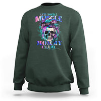 Anti Social Muscle Mommy Club Groovy Pump Cover Funny Messy Bun Skull Sweatshirt - Wonder Print Shop