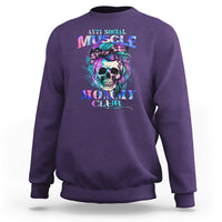 Anti Social Muscle Mommy Club Groovy Pump Cover Funny Messy Bun Skull Sweatshirt - Wonder Print Shop