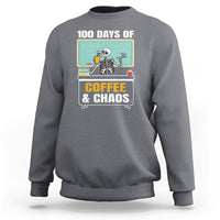 100 Days Of Coffee And Chaos 100th Day Teacher Skeleton Sweatshirt - Wonder Print Shop