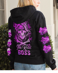 Valentine Outfit Skull The Real Boss Hoodie For Couple - Wonder Print Shop