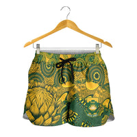 2026 Autumn Rugby Nations South Africa Shorts for Women Indigenous Tribal Patchwork Motif