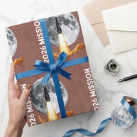 2026 Return to the Moon Mission Wrapping Paper Roll Realistic Rocket Launch Lunar Graphic Space Exploration