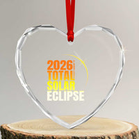 2026 Total Solar Eclipse August 12 Heart Crystal Glass Ornament Totality Modern Space Graphic