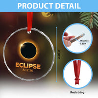 2026 Total Solar Eclipse Crystal Glass Ornament August 12 Totality Astronomy Souvenir