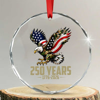 250 Years America Anniversary Crystal Glass Ornament Military Eagle American Flag Camo