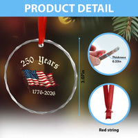 250 Years America Anniversary Crystal Glass Ornament Retro 250th Independence Day Freedom USA Flag - Wonder Print Shop