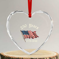250 Years America Anniversary Heart Crystal Glass Ornament Retro 250th Independence Day Freedom USA Flag - Wonder Print Shop