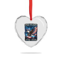 250 Years America Heart Crystal Glass Ornament Eagle and Flag 250th Anniversary USA Patriotic 1776 2026 - Wonder Print Shop