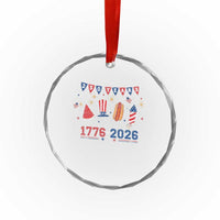 250 Years American 1776 2026 Crystal Glass Ornament Patriotic Watermelon Hotdog Firework 250th 4th July Independence Day