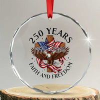 250 Years Faith And Freedom Crystal Glass Ornament Patriotic Christian Eagle