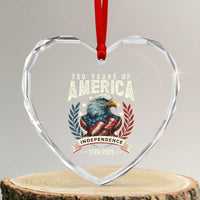 250 Years Of America Heart Crystal Glass Ornament 250th American Anniversary Independence Bald Eagle - Wonder Print Shop