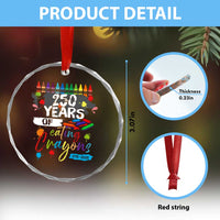 250 Years Of Eating Crayons Crystal Glass Ornament Marine Veteran 250th Anniversary - Wonder Print Shop
