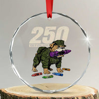 250 Years Of Eating Crayons Crystal Glass Ornament Vintage Bulldog Patriotic Veteran Military Gift TS10