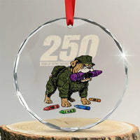 250 Years Of Eating Crayons Crystal Glass Ornament Vintage Bulldog Patriotic Veteran Military Gift - Wonder Print Shop