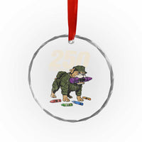 250 Years Of Eating Crayons Crystal Glass Ornament Vintage Bulldog Patriotic Veteran Military Gift TS10