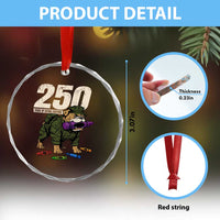 250 Years Of Eating Crayons Crystal Glass Ornament Vintage Bulldog Patriotic Veteran Military Gift TS10