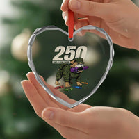 250 Years Of Eating Crayons Heart Crystal Glass Ornament Vintage Bulldog Patriotic Veteran Military Gift - Wonder Print Shop