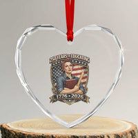 250 Years Of Educating America Heart Crystal Glass Ornament Proud Teacher Patriotic Gift