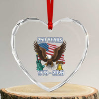250 Years of Freedom 1776 2026 Patriotic Eagle Heart Crystal Glass Ornament 4th of July American Flag Liberty Bell Statue of Liberty
