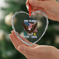 250 Years of Freedom 1776 2026 Patriotic Eagle Heart Crystal Glass Ornament 4th of July American Flag Liberty Bell Statue of Liberty